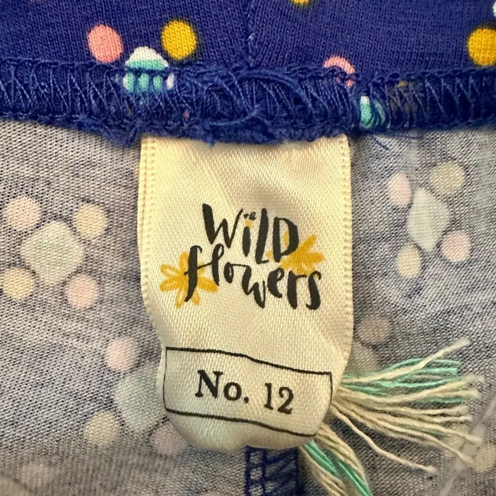 NWT Wildflowers Best Day Ever Road Trip Shorties Blue Pink Green Knit Ruffle 12